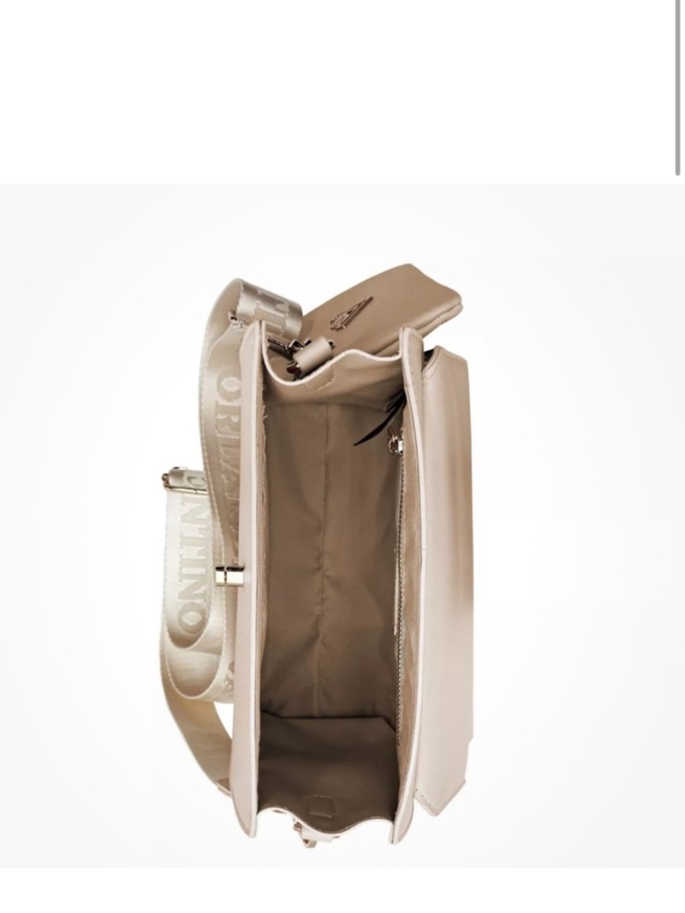 Valentino Orlandi Ivory/cream Top Handle Crossbody Bag with Gold V Accent - Picture 4 of 5